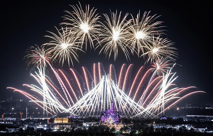 Landscape Photograph - Disney Fireworks Show #1 by Ran Shen