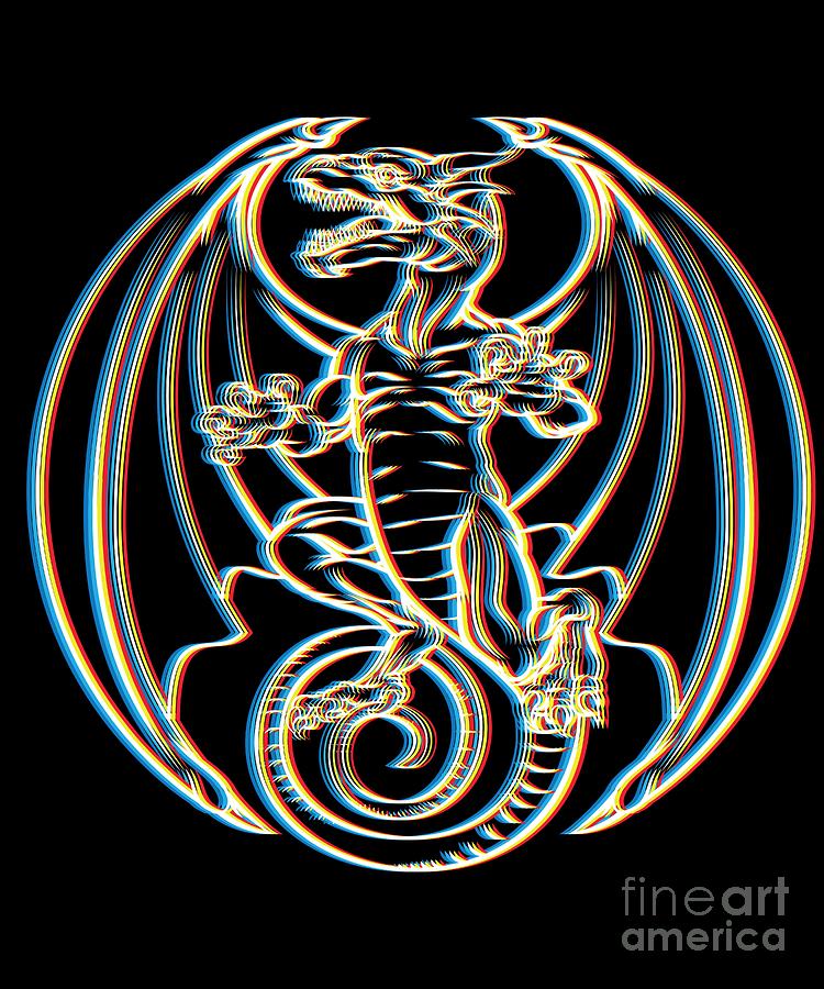 DND DM Gift for Dungeon Masters and Roleplay Gamers Trippy Dragon Psychedelic Effect Design  #3 Digital Art by Martin Hicks