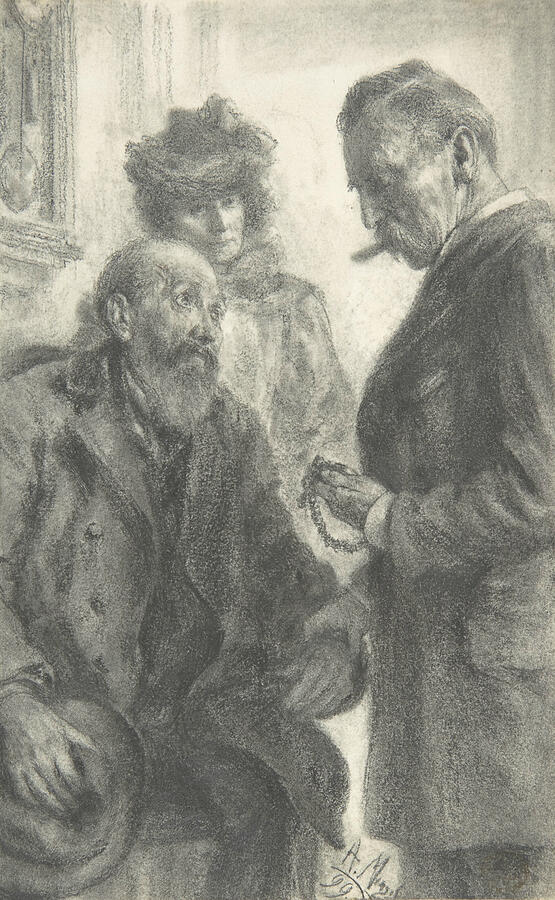 Doctor and Patient #1 Drawing by Adolph Menzel