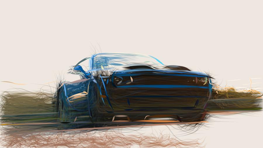 Dodge Challenger SRT Hellcat Drawing Digital Art by CarsToon Concept ...