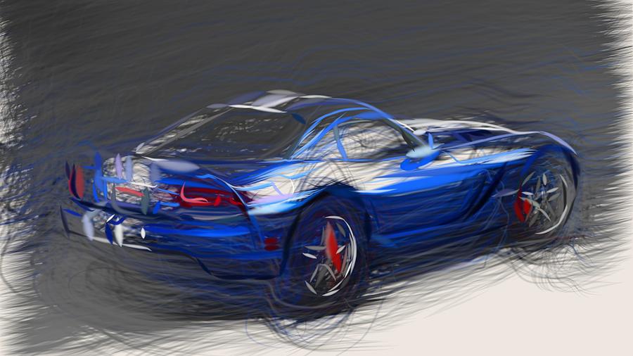 Dodge Viper SRT10 Draw #1 Digital Art by CarsToon Concept