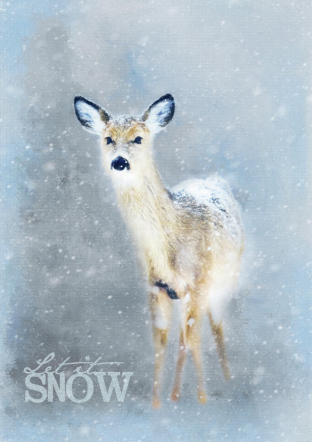 Nature Mixed Media - Doe In The Snow #2 by Amanda Jane