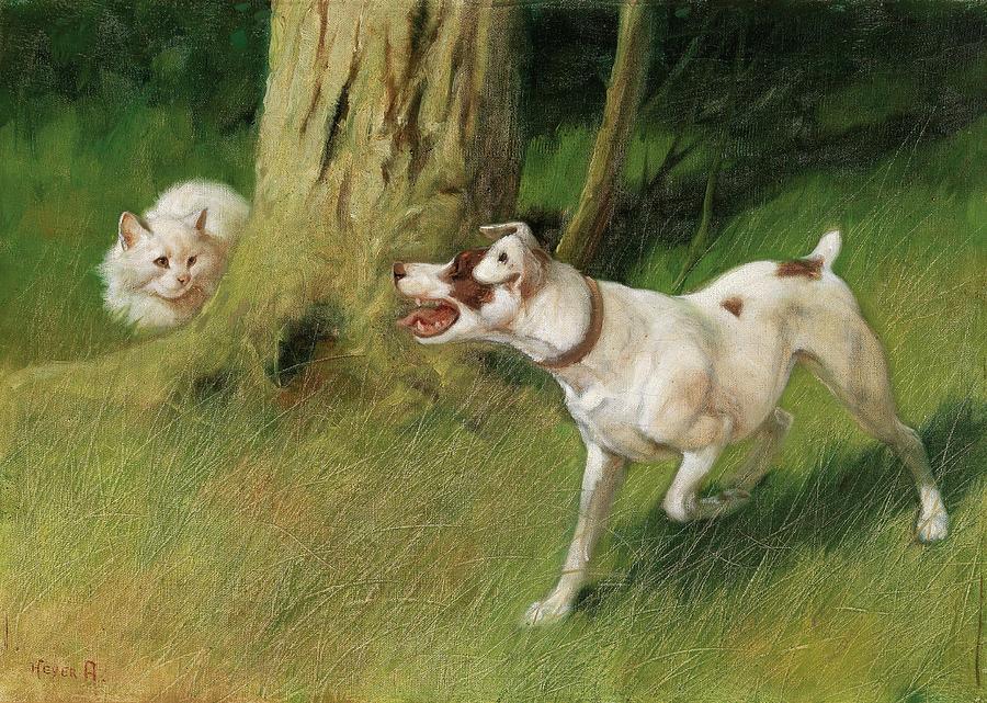Tree Painting - Dog And Cat by Arthur Heyer