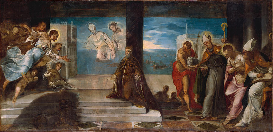 Doge Alvise Mocenigo Presented to the Redeemer #2 Painting by Tintoretto