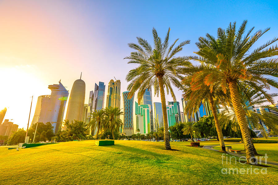 Doha West Bay skyline #1 Photograph by Benny Marty