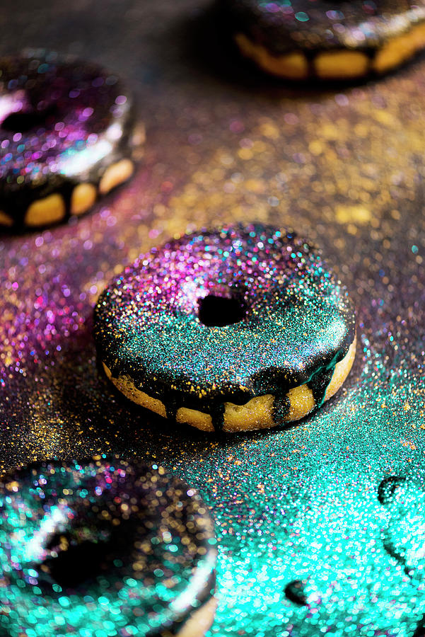 Donuts With Chocolate Icing And Glitter #1 Photograph by Hein Van Tonder