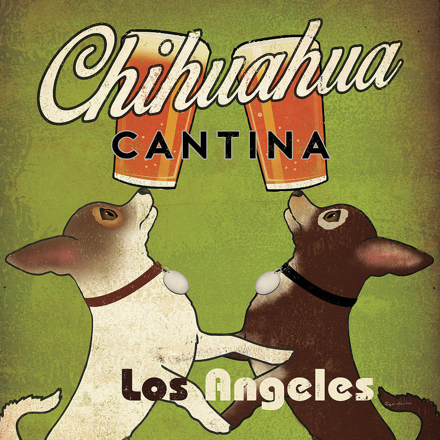 Animal Painting - Double Chihuahua Crop Los Angeles #1 by Ryan Fowler