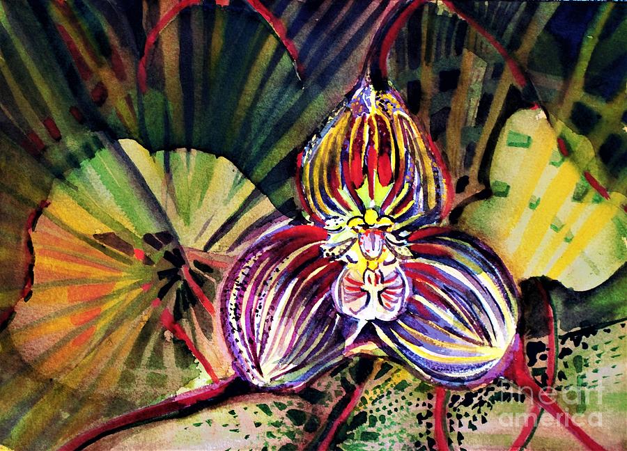 Orchid Painting - Draculas Orchid #1 by Mindy Newman
