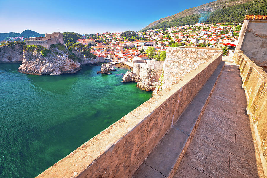 Dubrovnik bay and historic walls view #1 Photograph by Brch Photography