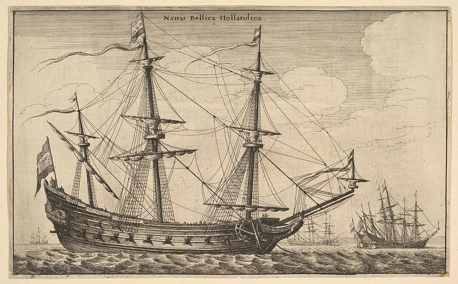 Wenceslaus Hollar Drawing - Dutch Warship #2 by Wenceslaus Hollar
