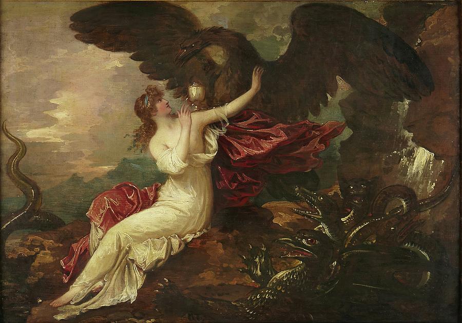 Eagle Bringing Cup To Psyche Painting by Benjamin West Eagle Bringing Cup To Psyche Painting by Benjamin West