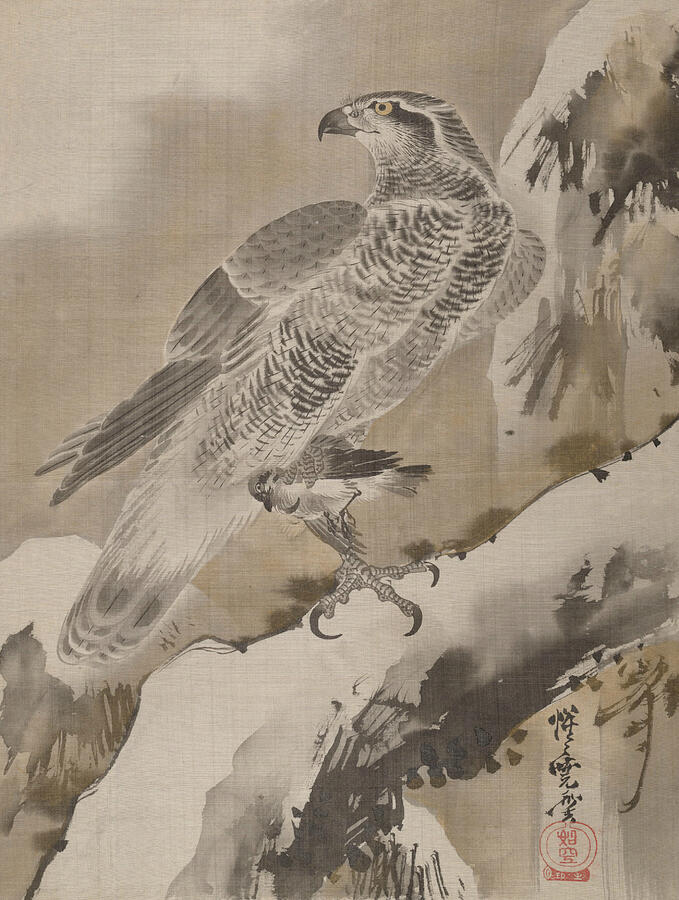 Eagle Holding Small Bird Painting by Kawanabe Kyosai | Fine Art America