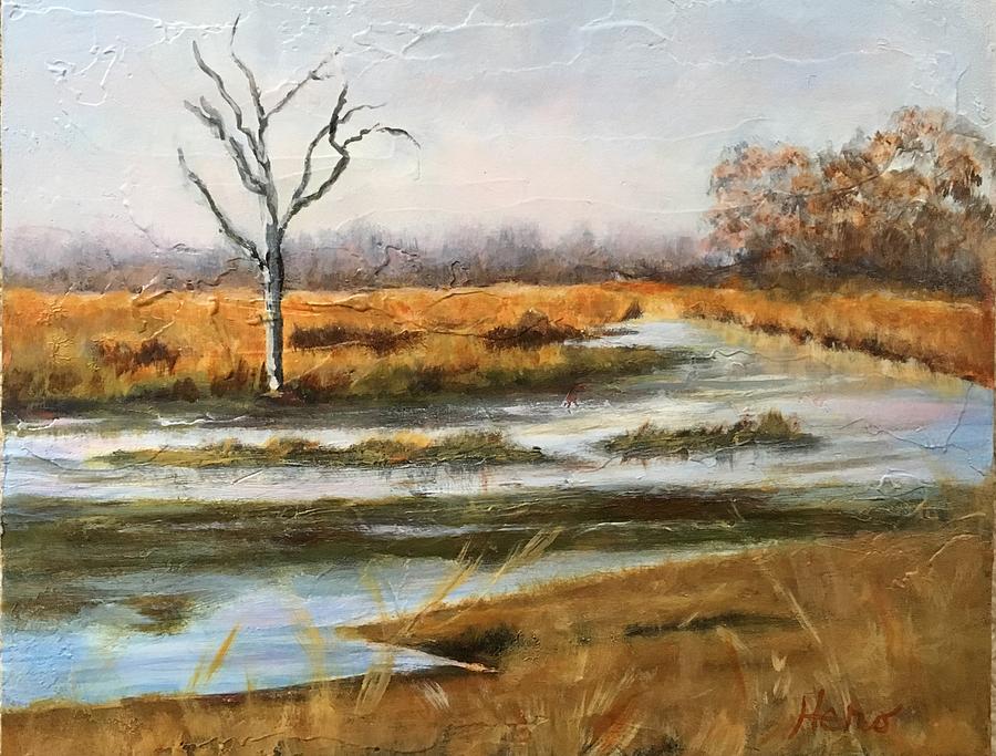 Spring Painting - Early Spring on the Marsh by Marcia Hero Spring Painting - Early Spring on the Marsh by Marcia Hero