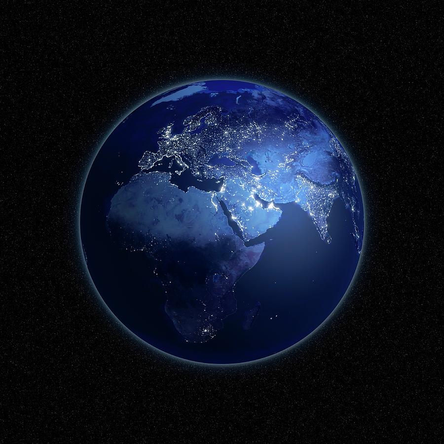 Earth At Night, Artwork #1 Digital Art by Science Photo Library - Andrzej Wojcicki