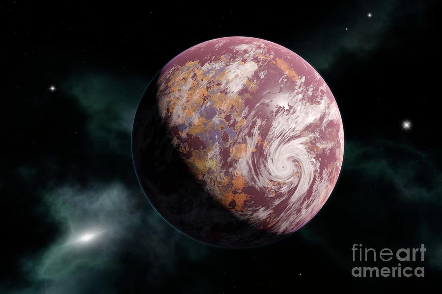 Space Photograph - Earth-like Planet And Nebula #1 by Walter Myers/science Photo Library
