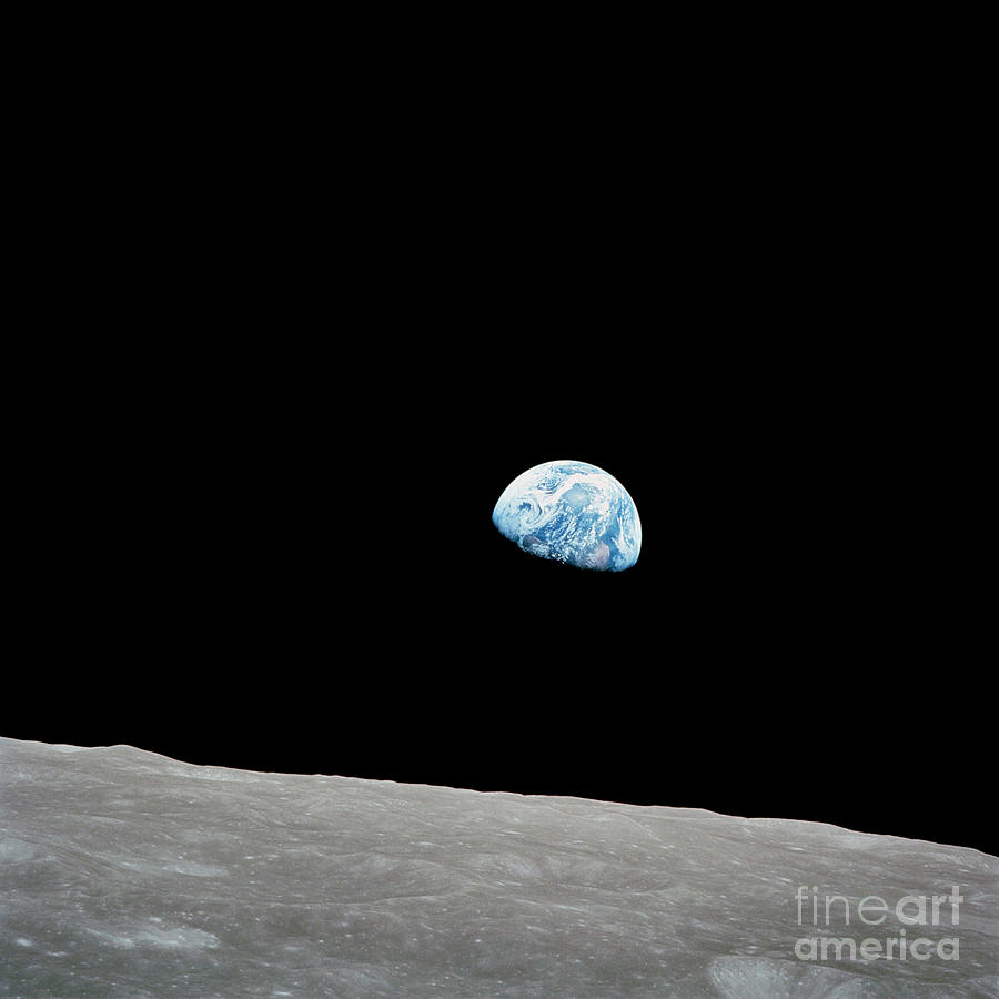 Earth Rising Above The Lunar Horizon #1 Photograph by Stocktrek Images