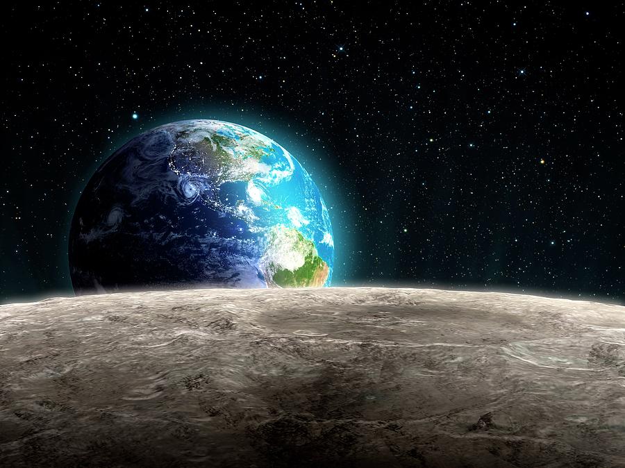 Earthrise From The Moon, Artwork Digital Art by Andrzej Wojcicki Earthrise From The Moon, Artwork Digital Art by Andrzej Wojcicki