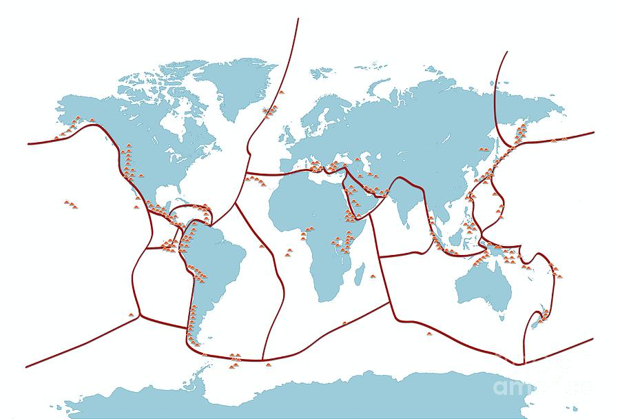 Earth's Volcanoes And Tectonic Boundaries Photograph by Mikkel Juul ...