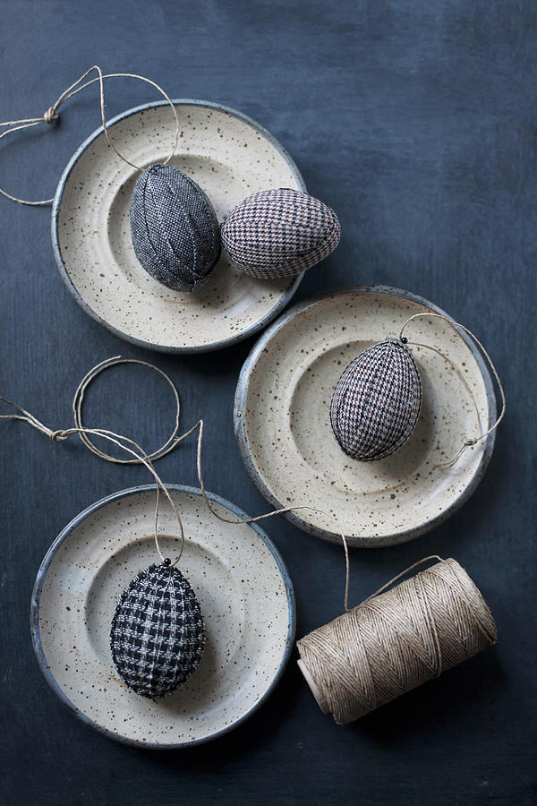 Easter Eggs Wrapped In Fabric And Reel Of Twine #1 Photograph by Alicja Koll