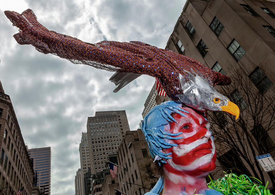 Easter Parade 4_21_2019 NYC Man Wearing Eagle Headdress #1 Photograph by Robert Ullmann