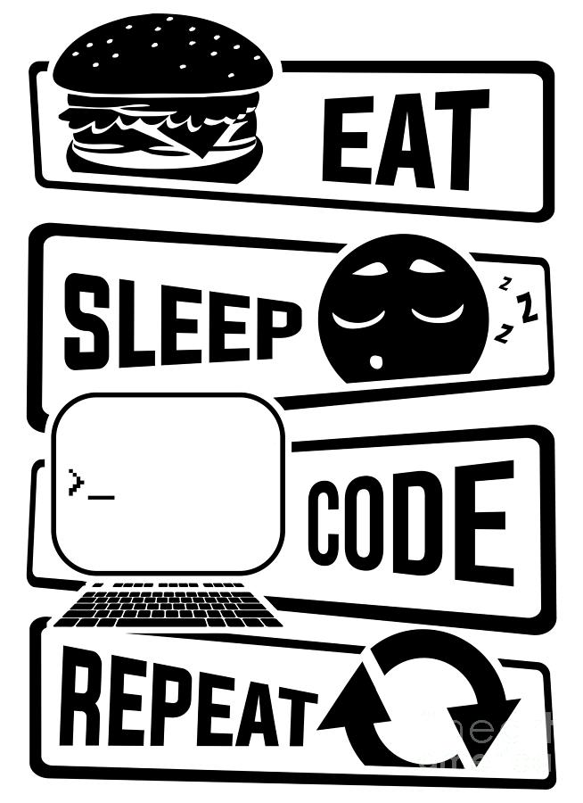 Eat Sleep Code Repeat Computer Programmer Cli Digital Art By Mister Tee