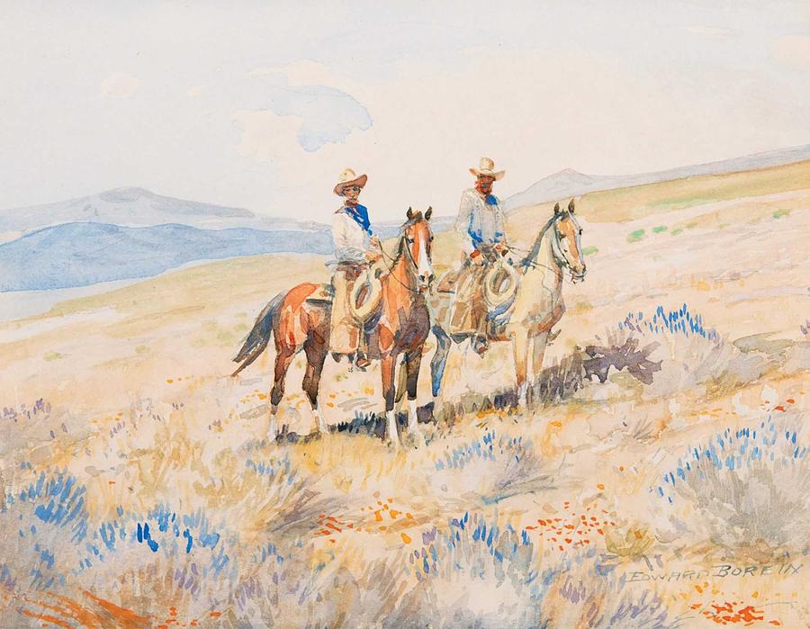 Edward Borein 1872-1945 Two Cowboys #1 Painting By Celestial Images 