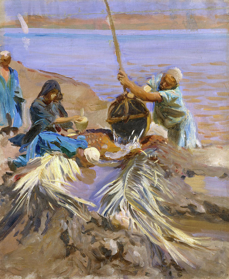 John Singer Sargent Painting - Egyptians Raising Water from the Nile. #1 by John Singer Sargent