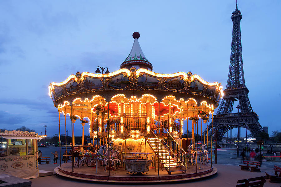 Eiffel Tower And Merry-go-round In Paris Photograph by Tony Burns