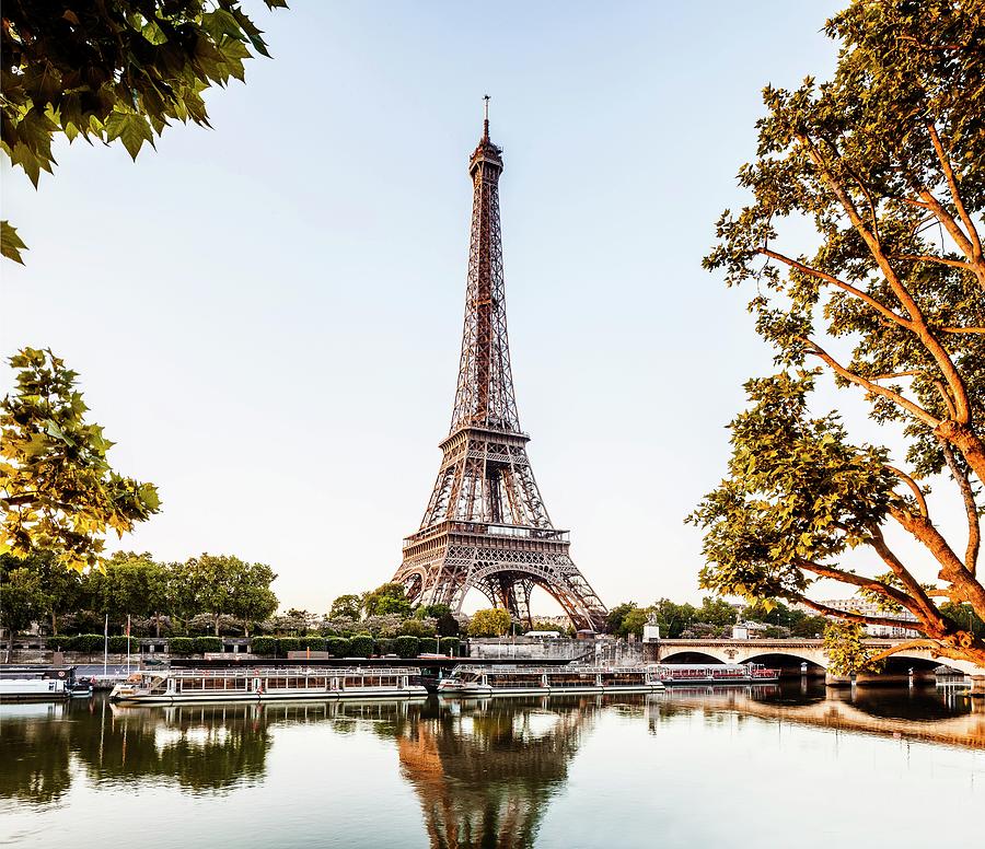 Eiffel Tower By The River Seine #1 Digital Art by Antonino Bartuccio