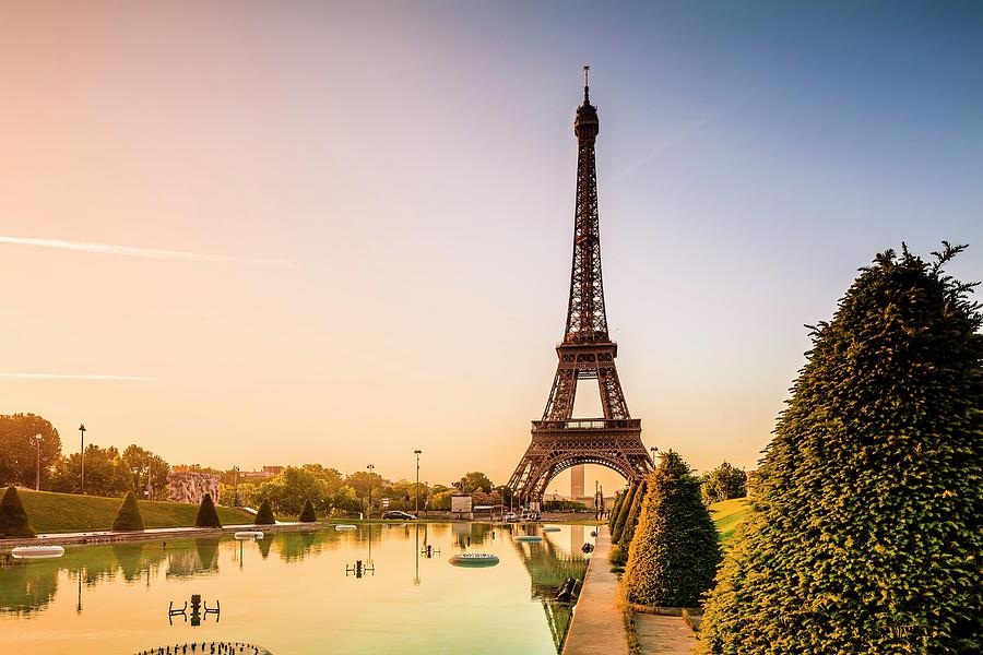 Architecture Digital Art - Eiffel Tower In Paris At Dusk #1 by Antonino Bartuccio