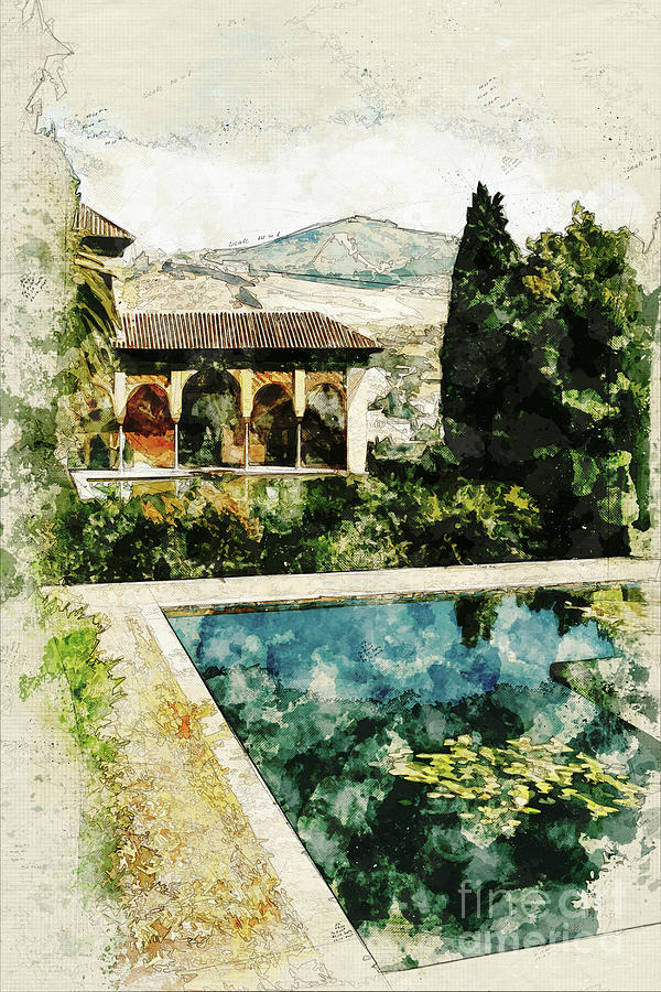 Alhambra Painting - El Partal #1 by John Edwards