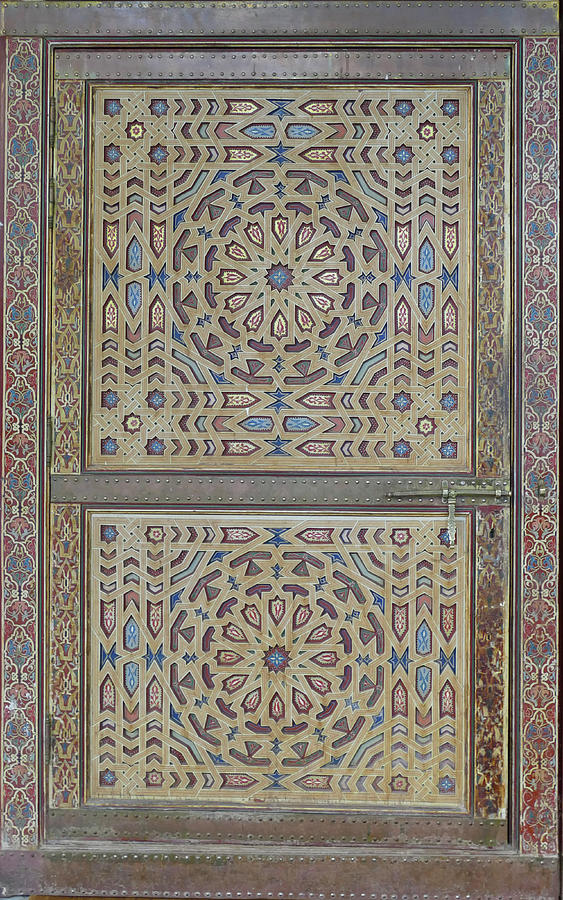 Elaborate decorated doors of the Moulay Ali Cherif Mausoleum #1 Photograph by Steve Estvanik