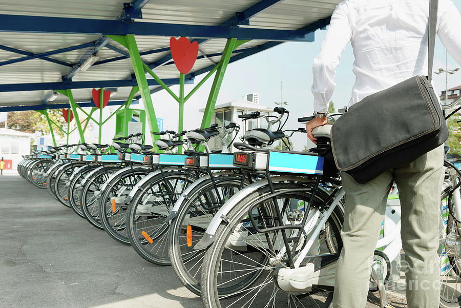 Electric Bicycle Sharing System Photograph by Microgen Images/science