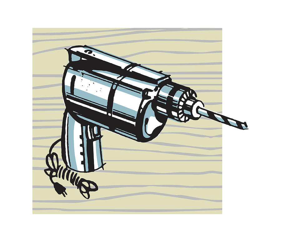 Vintage Drawing - Electric Drill #1 by CSA Images