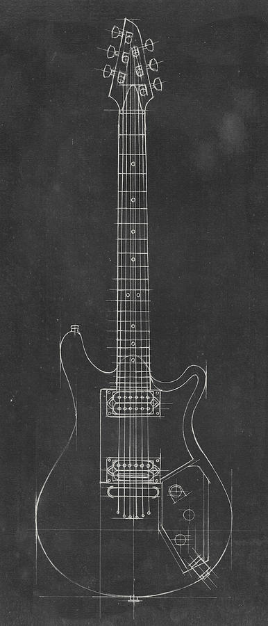 Electric Guitar Blueprint II #1 Painting by Ethan Harper