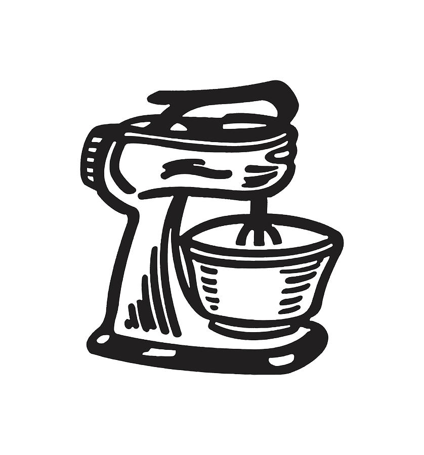 Black And White Drawing - Electric Mixer #1 by CSA Images