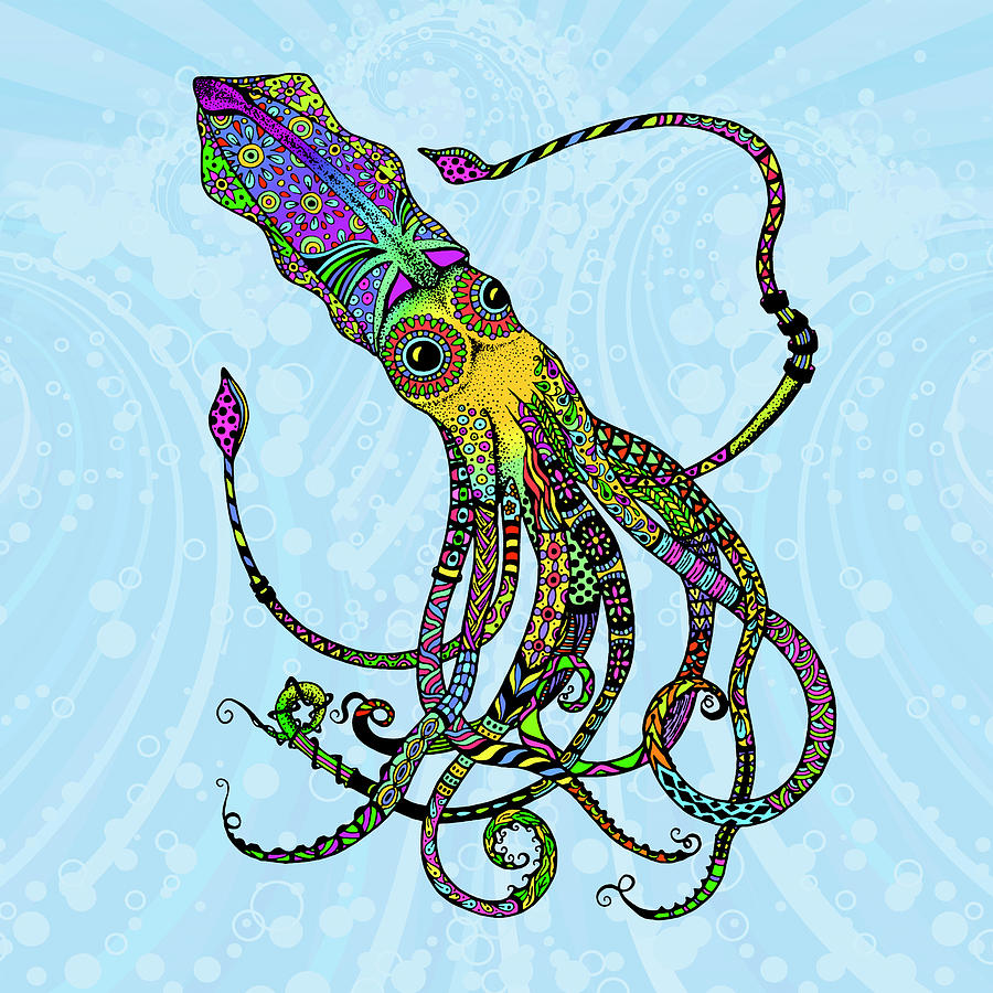 Squid Mixed Media - Electric Squid #1 by Tammy Wetzel