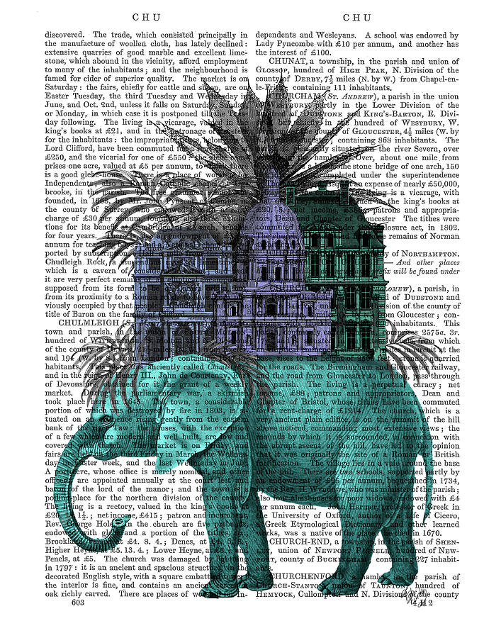 Elephant And Citadel #1 Painting by Fab Funky
