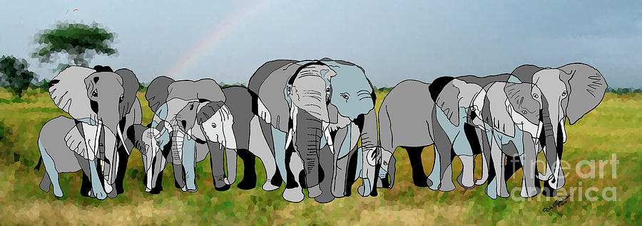 Elephant Family Abstract I Painting