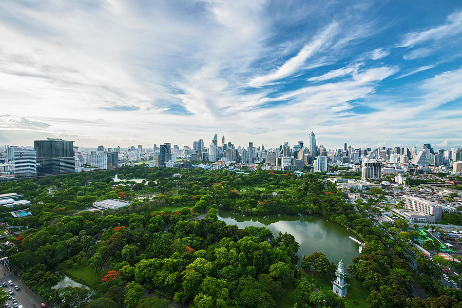 Eleveated Panoramic View Of Bangkok's Skyline Photograph by Cavan ...