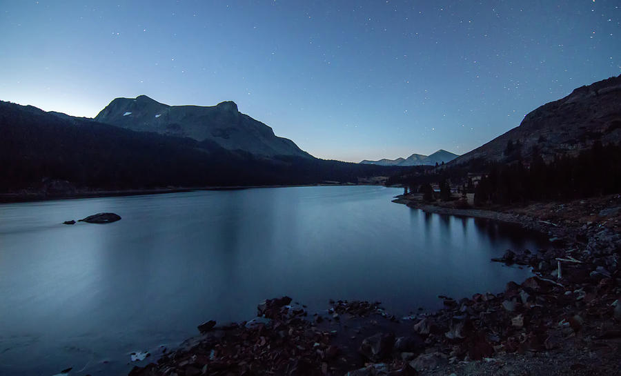 Ellery Lake Off Tioga Pass In Yosemite National Park At Night #1 Photograph by Alex Grichenko