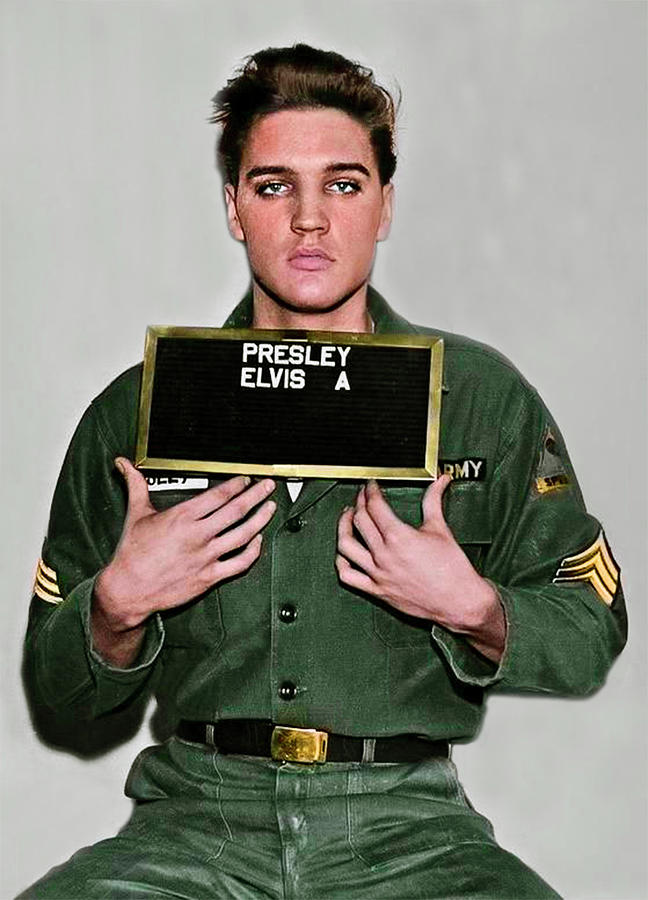 Framed Print Elvis Presley Army Mugshot Picture Poster Rock & Roll Singer 