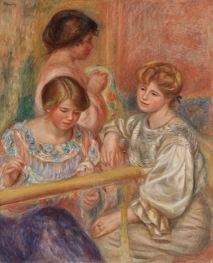 Embroiderers #2 Painting by Pierre-Auguste Renoir