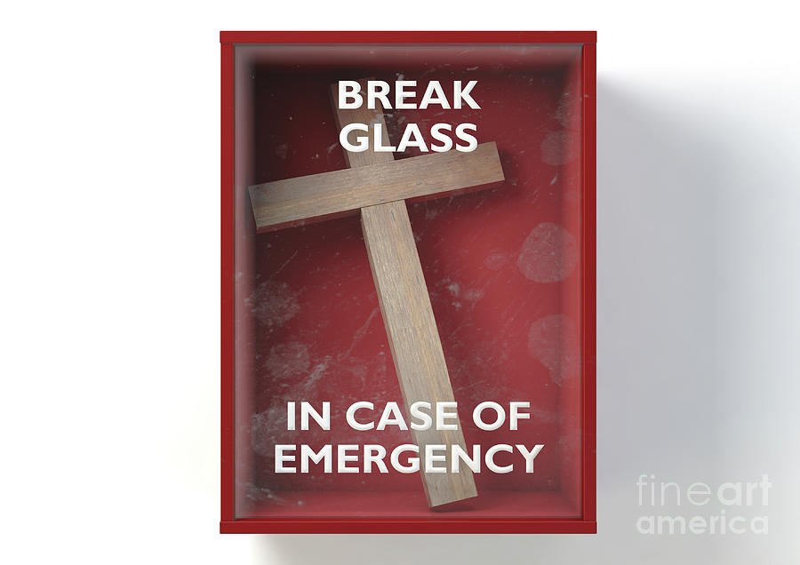 Emergency Red Box With Crucifix Digital Art