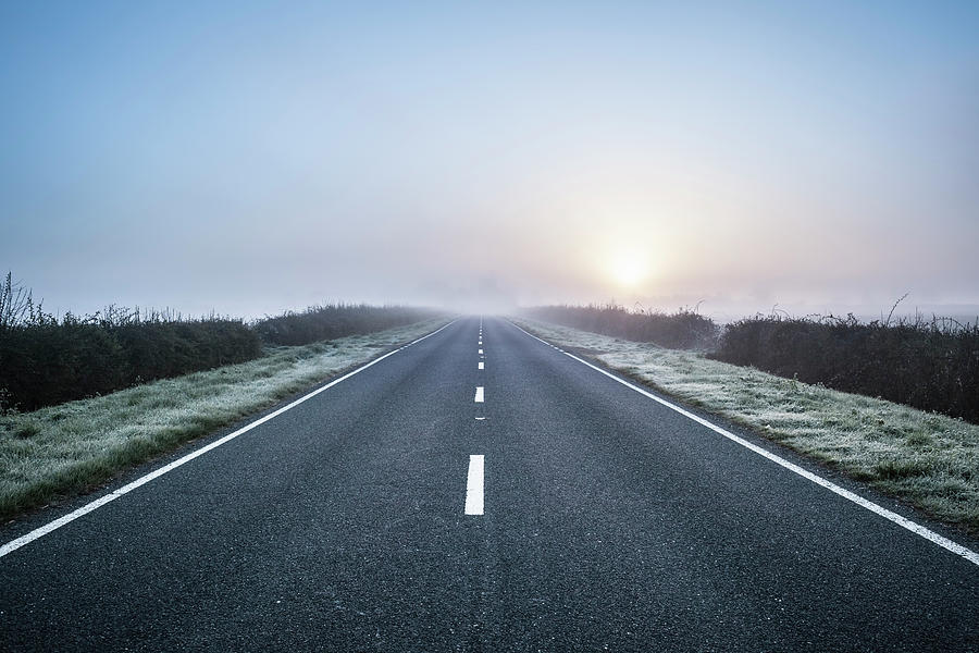 Empty Road In Rural Setting, Northamptonshire, England Digital Art by ...