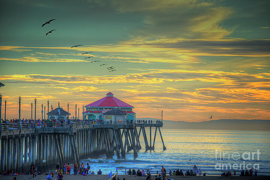End of Summer Pier Sunset Photograph by David Zanzinger