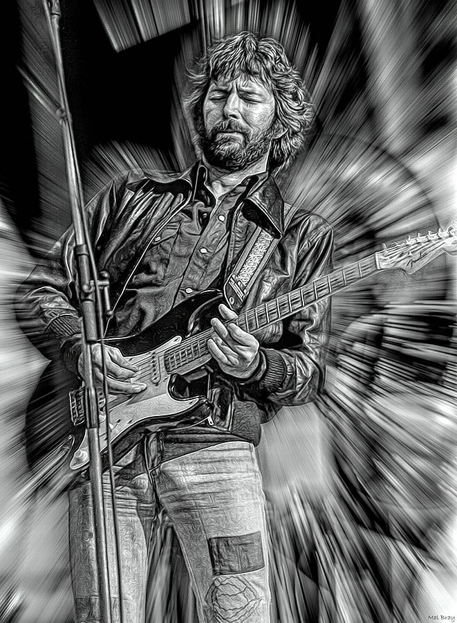Eric Clapton Guitarist #1 Mixed Media by Mal Bray