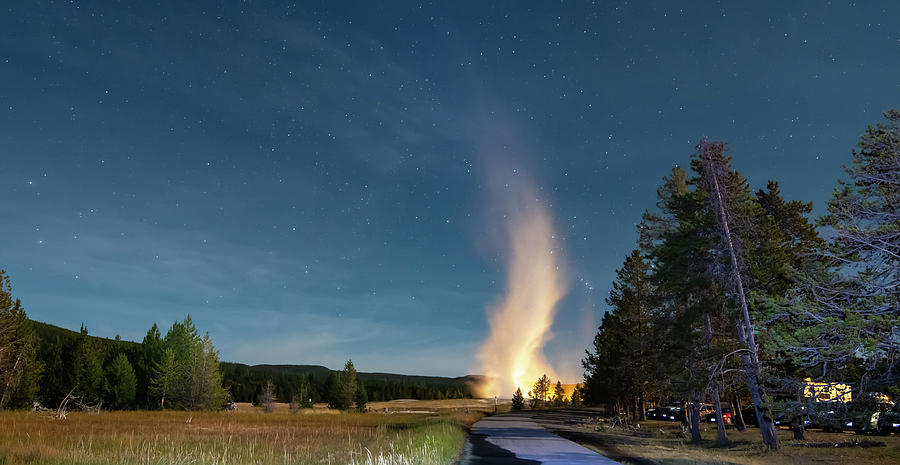 Eruption of Old Faithful geyser at Yellowstone National Park at  #1 Photograph by Alex Grichenko