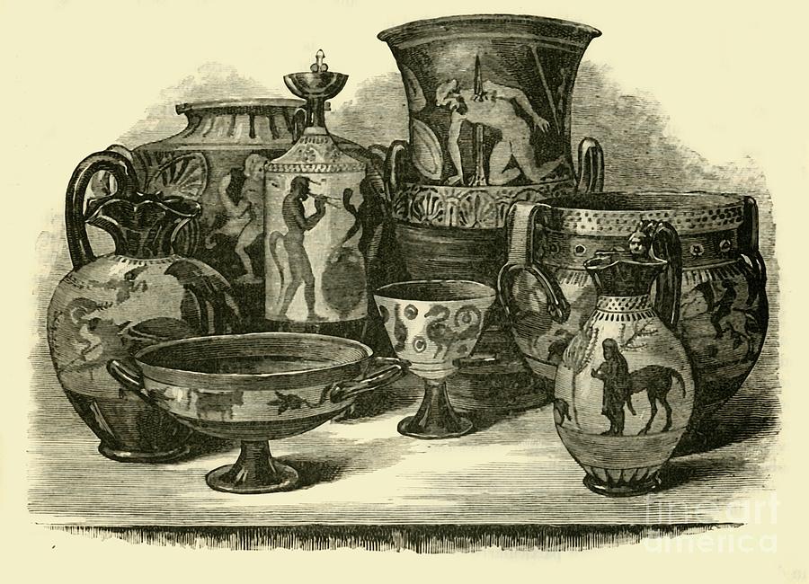 Etruscan Vases #1 Drawing by Print Collector
