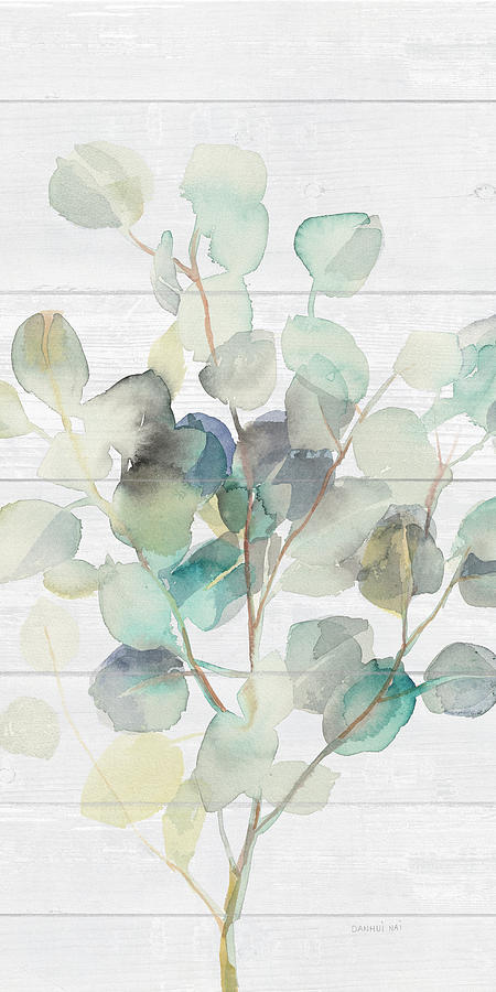 Blue Painting - Eucalyptus IIi On Shiplap Crop #1 by Danhui Nai